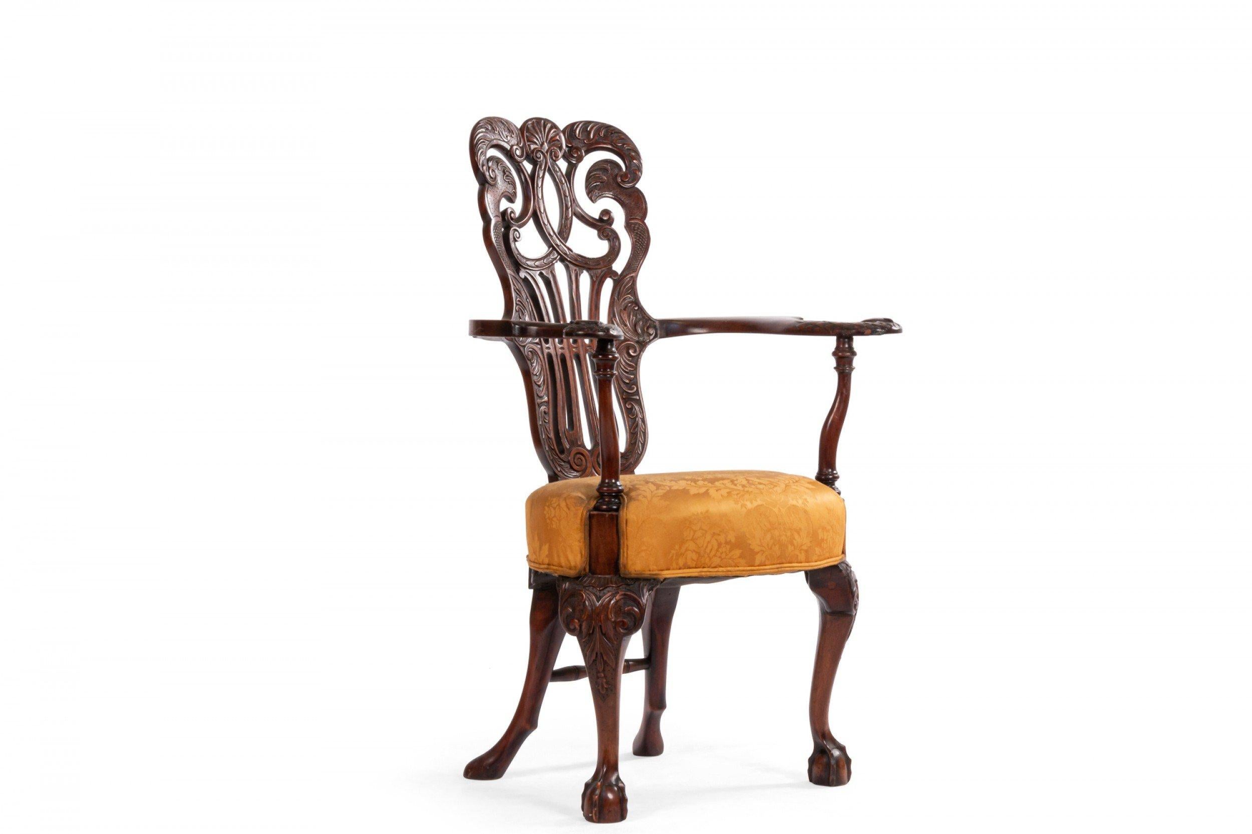 Poltrone Chippendale inglesi in mogano In condizioni buone in vendita a Queens, NY