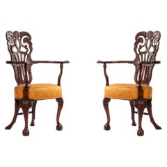 Fauteuils anglais en acajou de style Chippendale