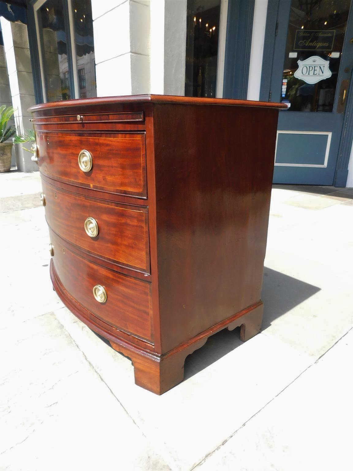 English Chippendale Mahogany Bow Front Chest of Drawers with Brushing Slide 1770 9