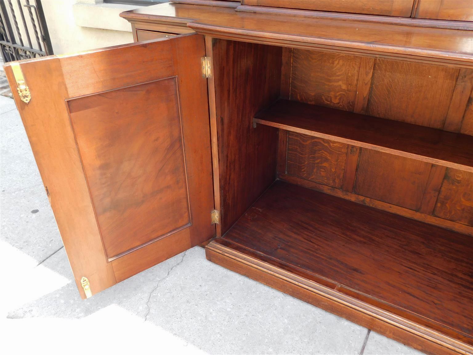 English Chippendale Mahogany Broken Arch Cornice Breakfront / Bookcase, C. 1780 For Sale 9