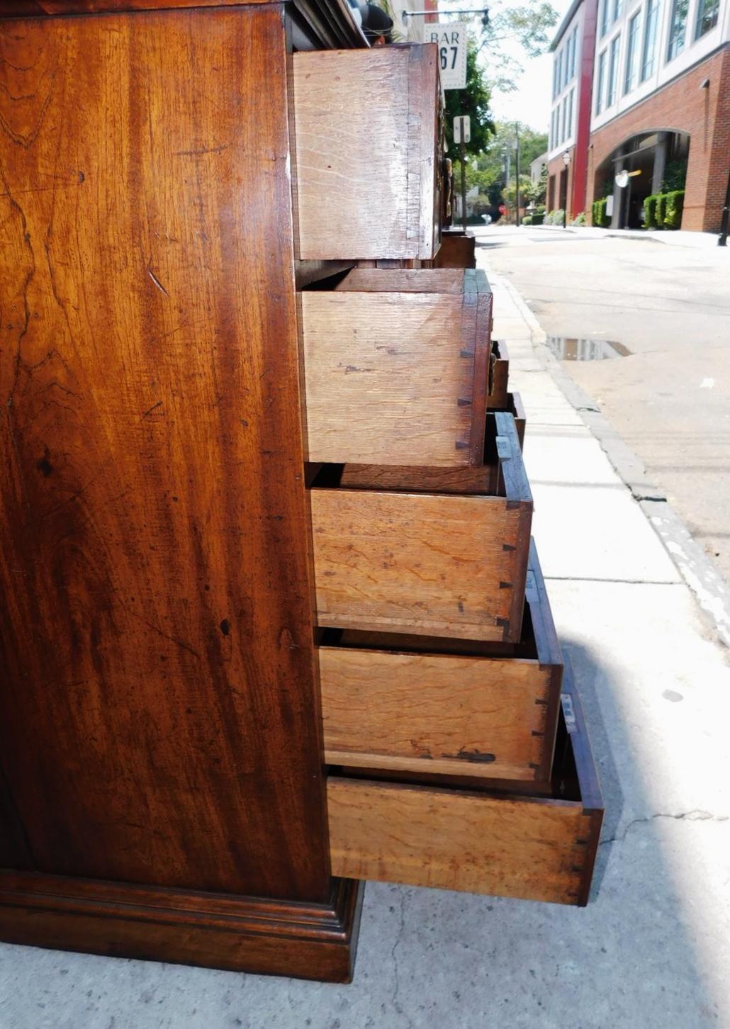 English Chippendale Mahogany Broken Arch Cornice Breakfront / Bookcase, C. 1780 For Sale 11