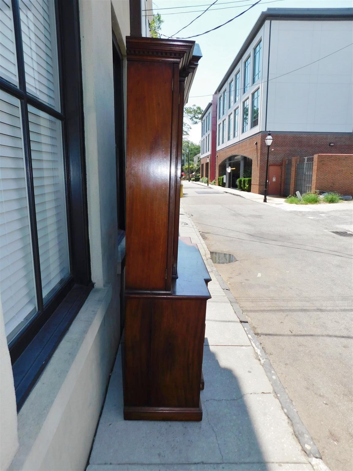 English Chippendale Mahogany Broken Arch Cornice Breakfront / Bookcase, C. 1780 For Sale 12