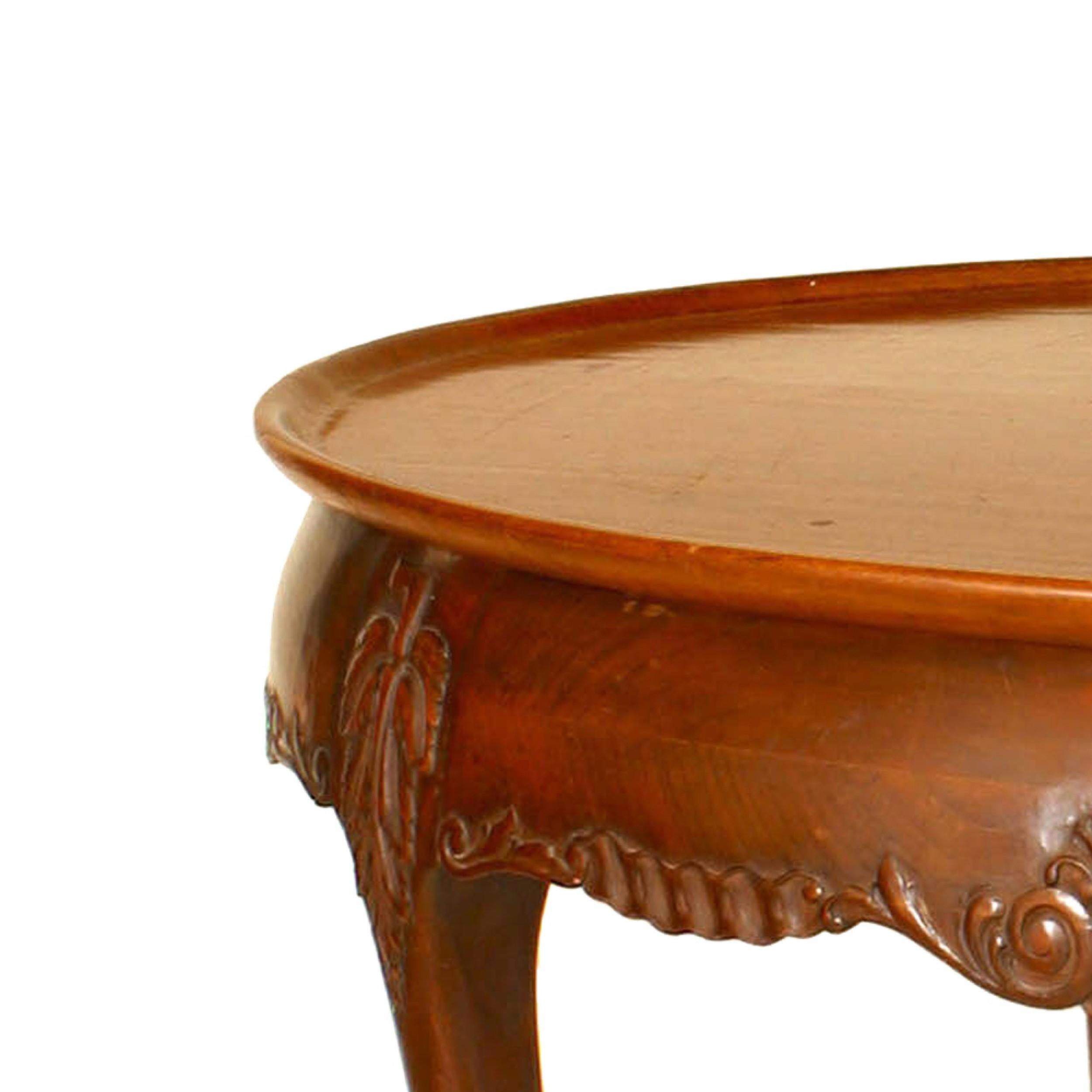 Hand-Carved English Chippendale Mahogany Center Table For Sale