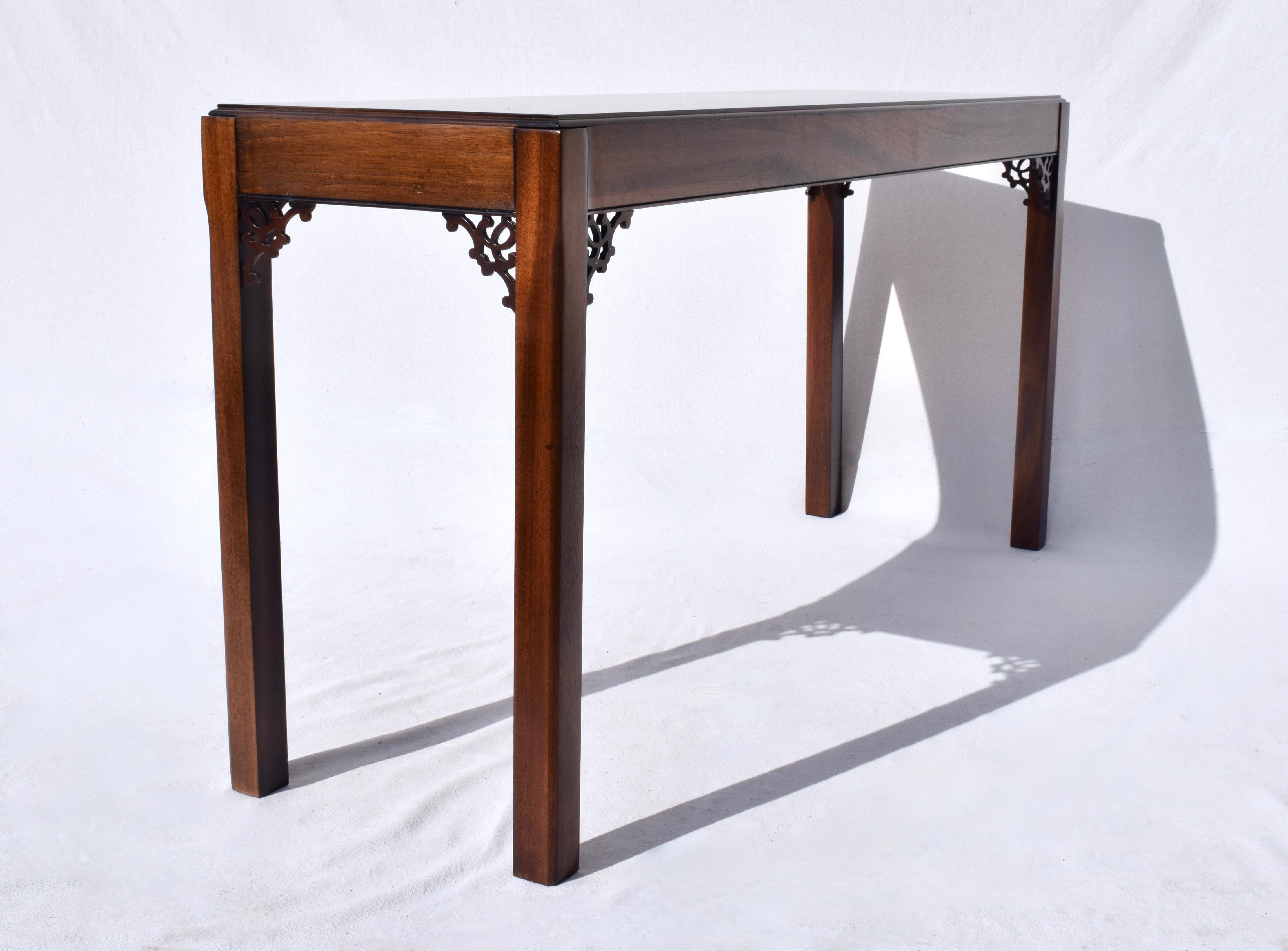 English Chippendale Mahogany Fret Work Console Table For Sale 1