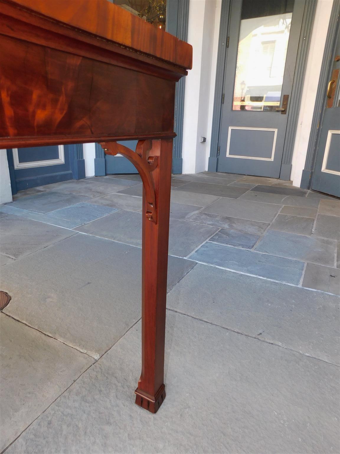 English Chippendale Mahogany Fret Work Console Table with Marlborough Feet, 1770 For Sale 5