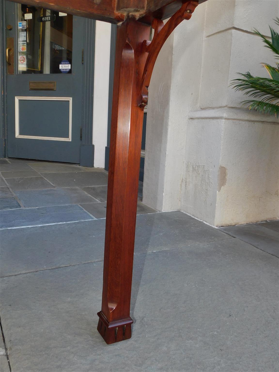 English Chippendale Mahogany Fret Work Console Table with Marlborough Feet, 1770 For Sale 6