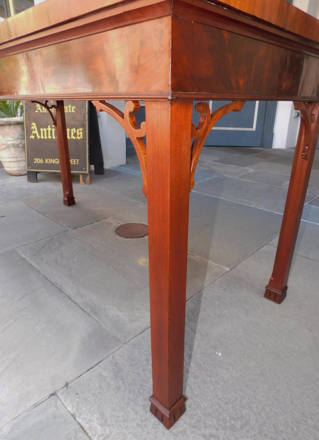 English Chippendale Mahogany Fret Work Console Table with Marlborough Feet, 1770 For Sale 4