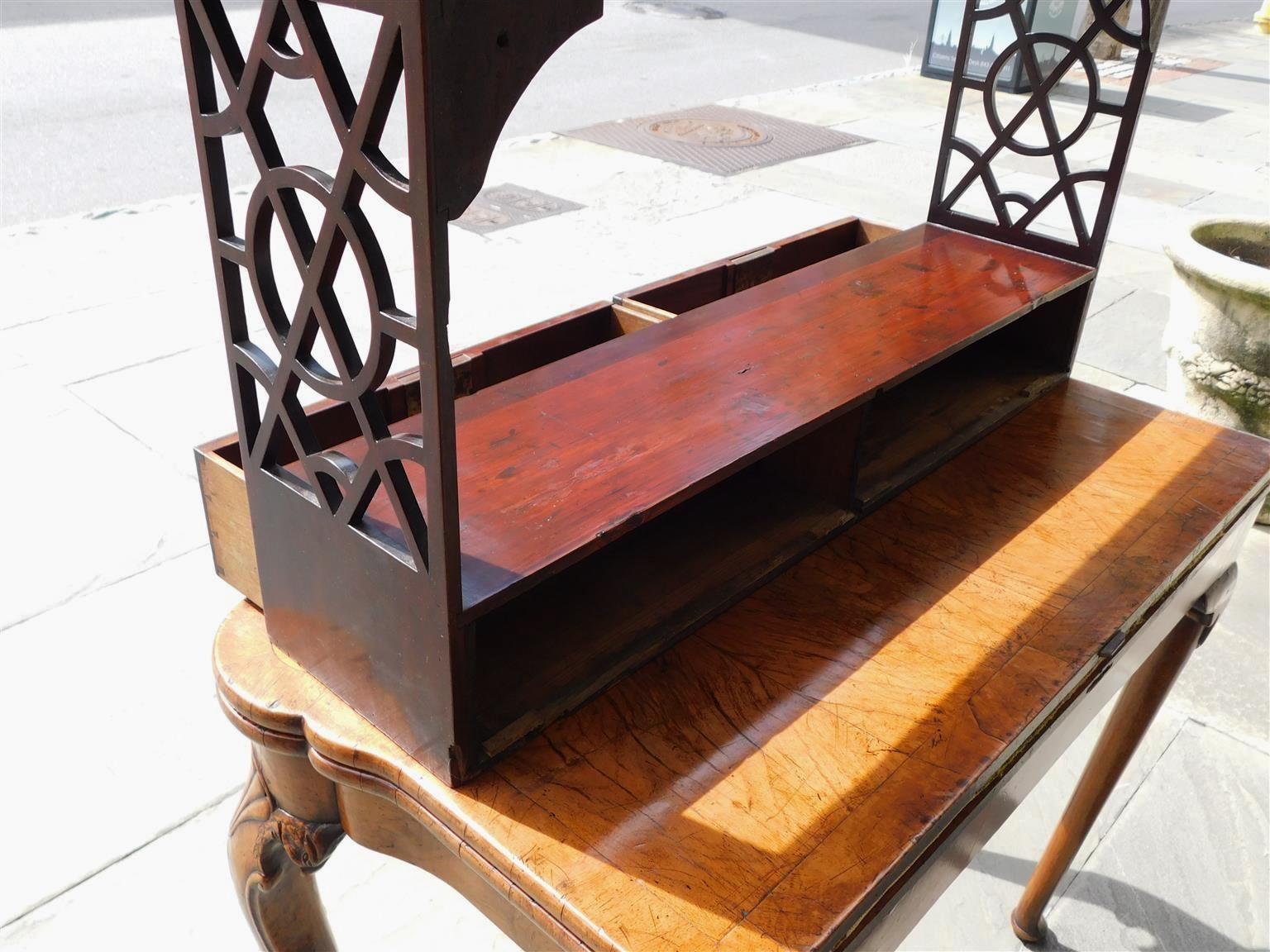 English Chippendale Mahogany Hanging Wall Shelf with Orig. Brasses, circa 1780 For Sale 5