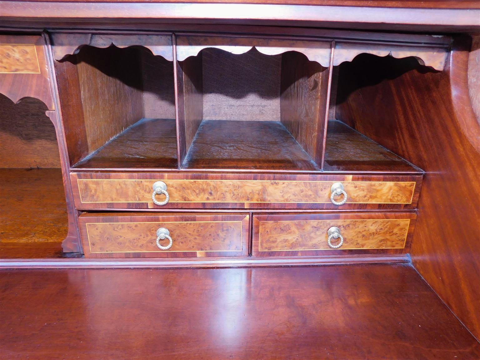 English Chippendale Mahogany Inlaid Fall Front Secretary with Bookcase, C.1780 For Sale 9