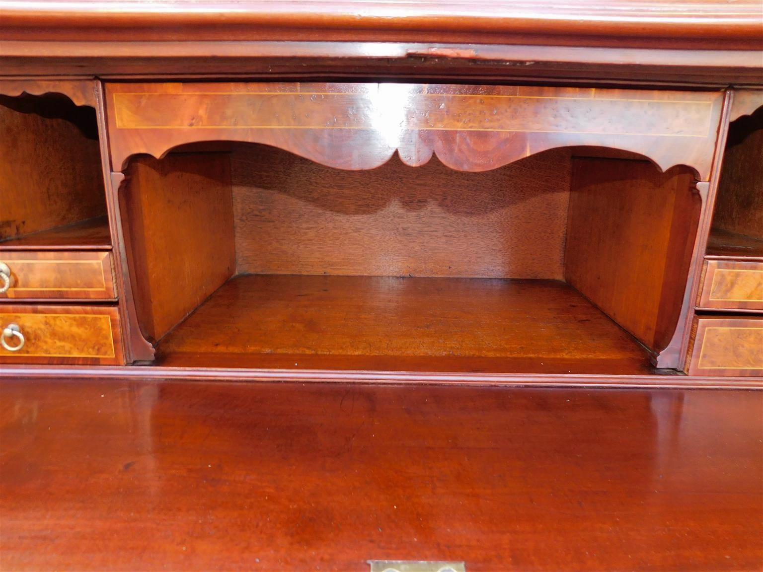 English Chippendale Mahogany Inlaid Fall Front Secretary with Bookcase, C.1780 For Sale 10
