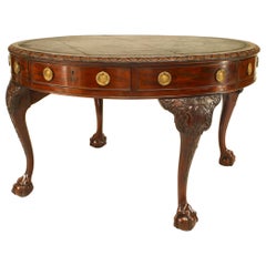 English Chippendale Mahogany Leather Center Table