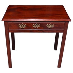 English Chippendale Mahogany One-Drawer Side Table with Orig Brasses Circa 1770