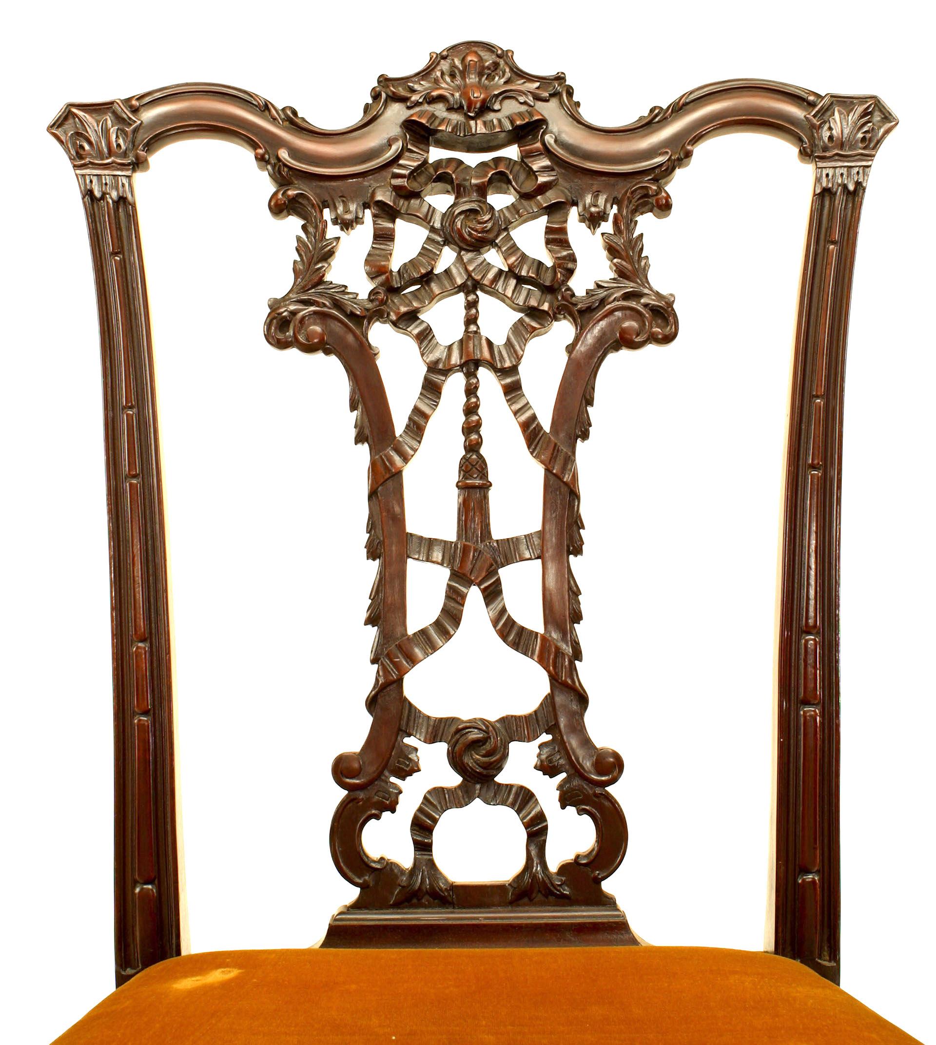 Laminato Sedia Chippendale inglese a nastro in mogano in vendita