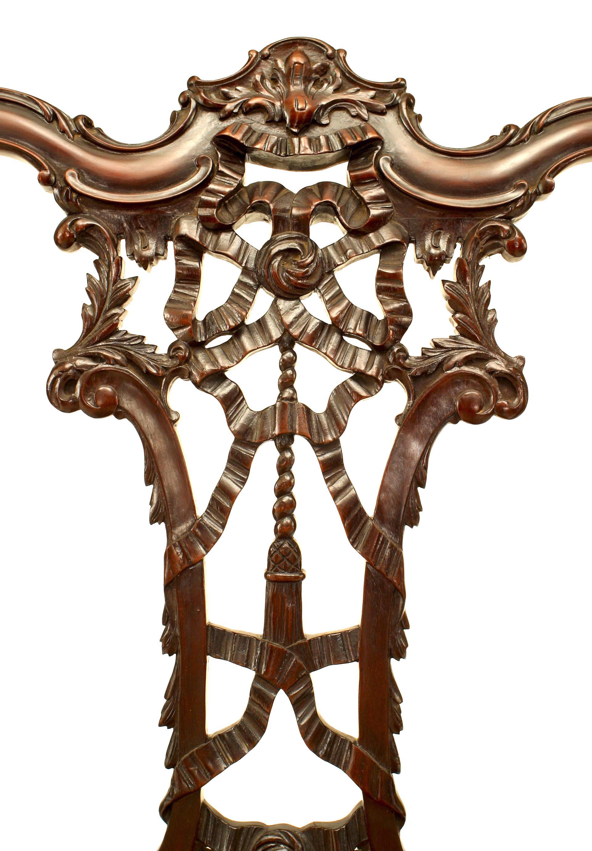 Sedia Chippendale inglese a nastro in mogano In condizioni buone in vendita a Queens, NY