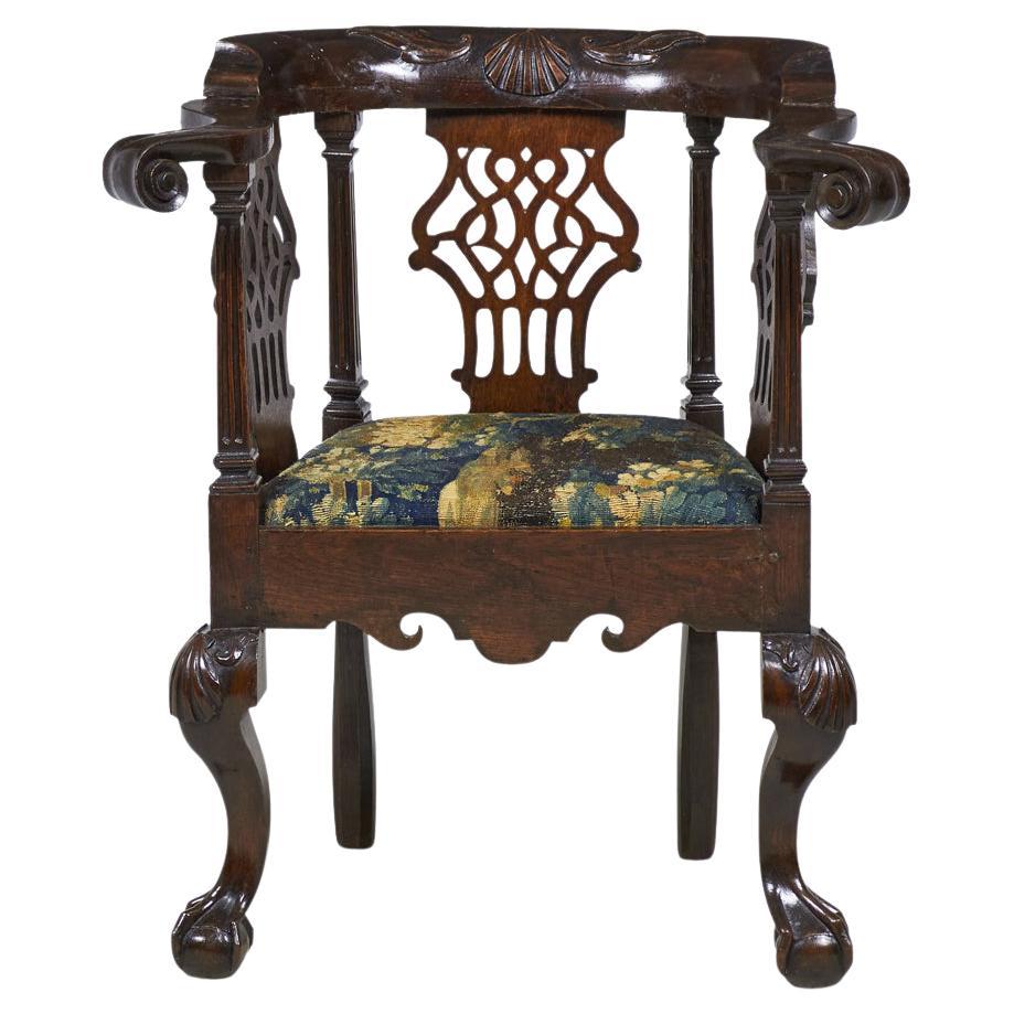 English Chippendale Mahogany Round Back Armchair For Sale