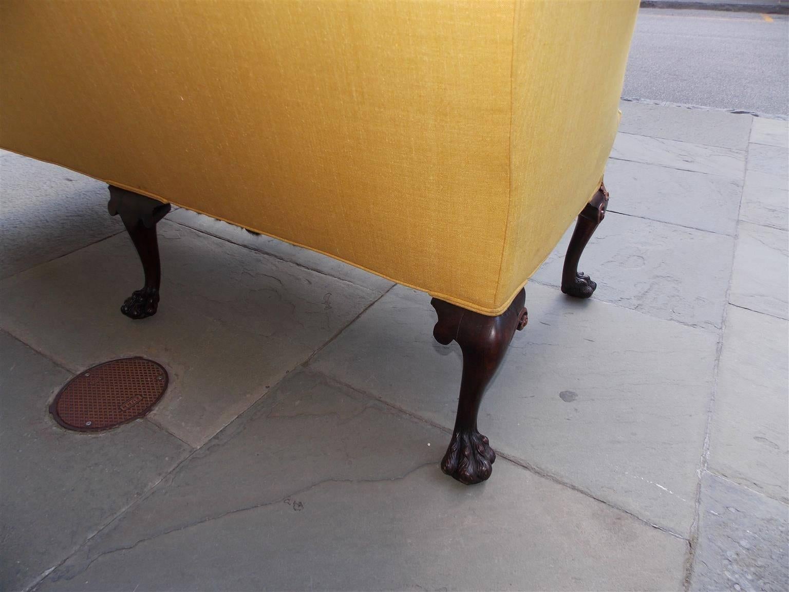 English Chippendale Mahogany Serpentine Gilt and Upholstered Sofa, Circa 1760 5