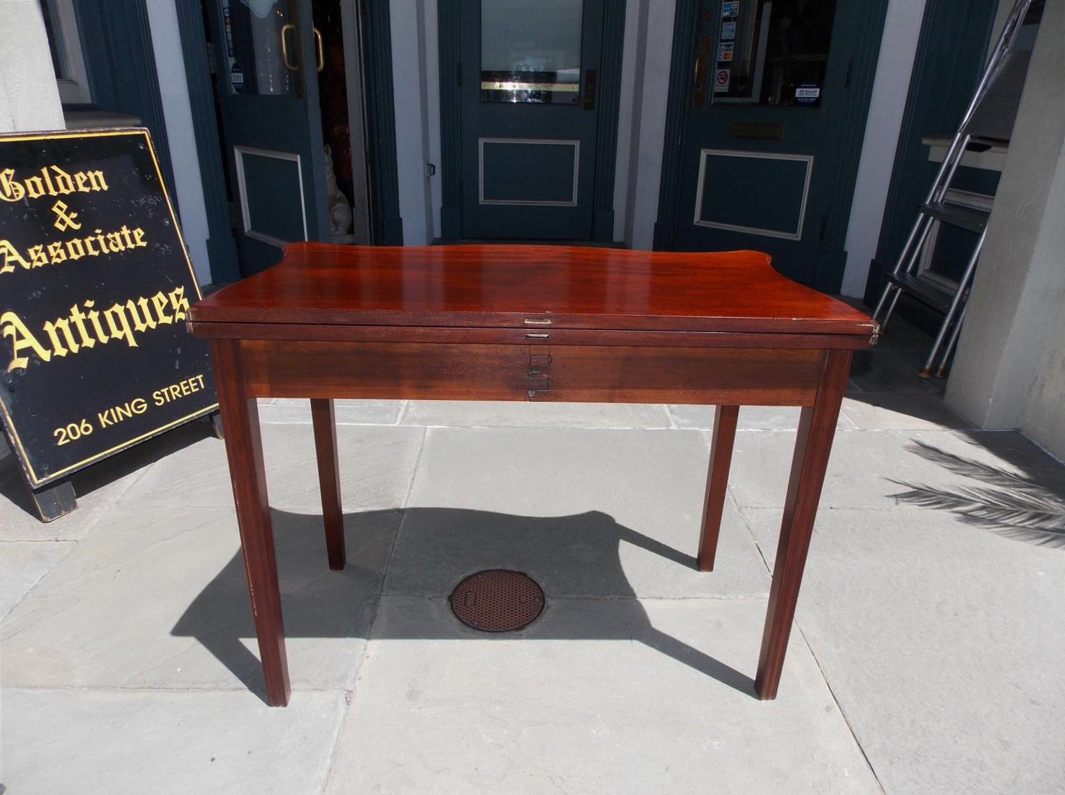 English Chippendale Mahogany Serpentine Hinged One Drawer Game Table, Circa 1760 For Sale 5