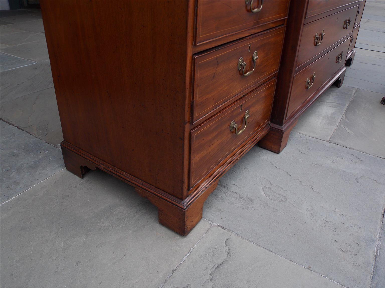 English Chippendale Mahogany Swan Neck Inlaid Breakfront with Desk, Circa 1770 For Sale 7