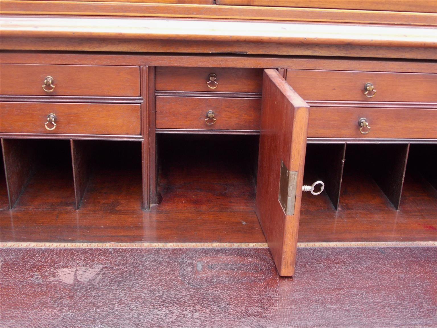 English Chippendale Mahogany Swan Neck Inlaid Breakfront with Desk, Circa 1770 For Sale 11