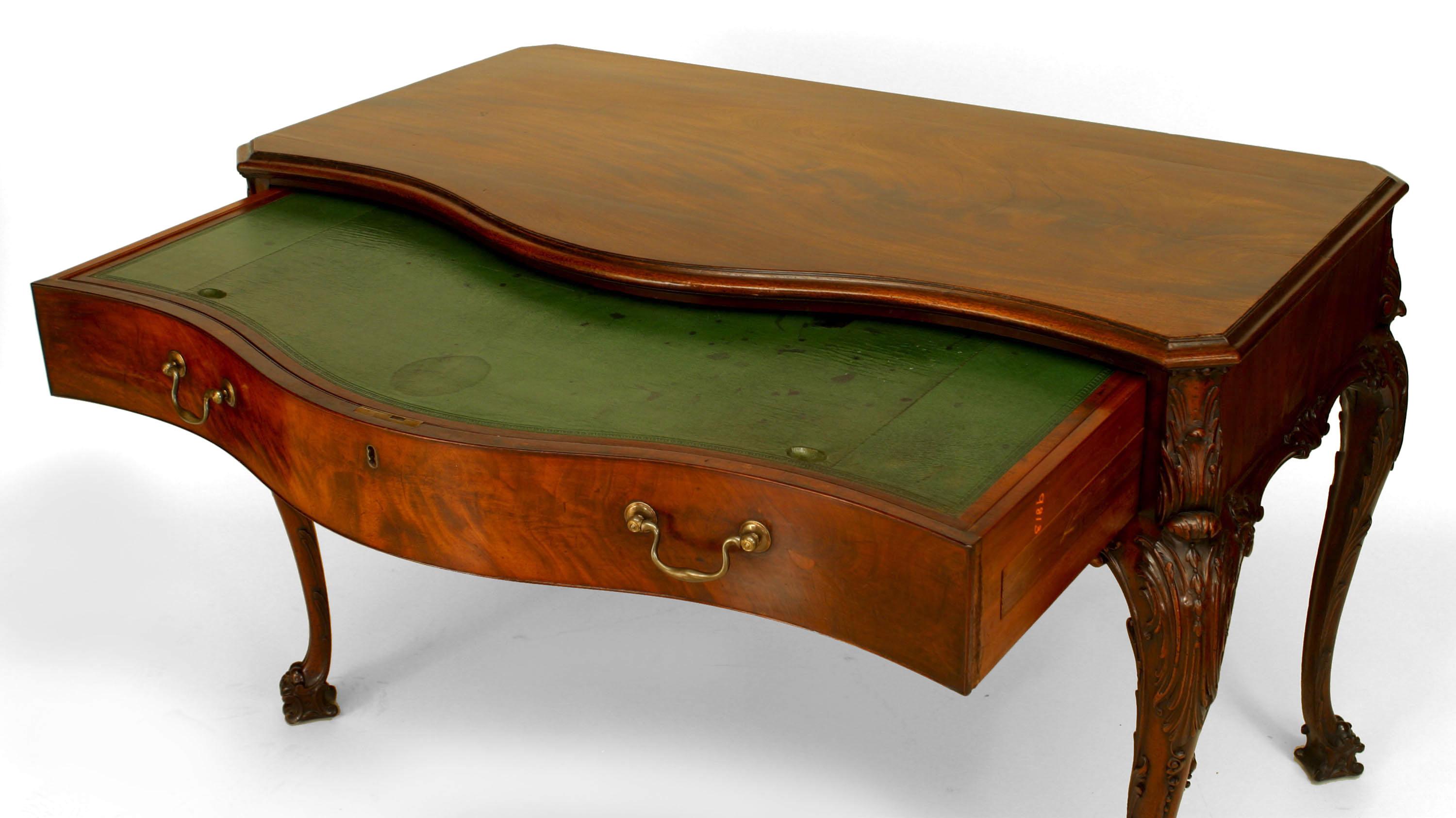 English Chippendale Mahogany Table Desk For Sale 1