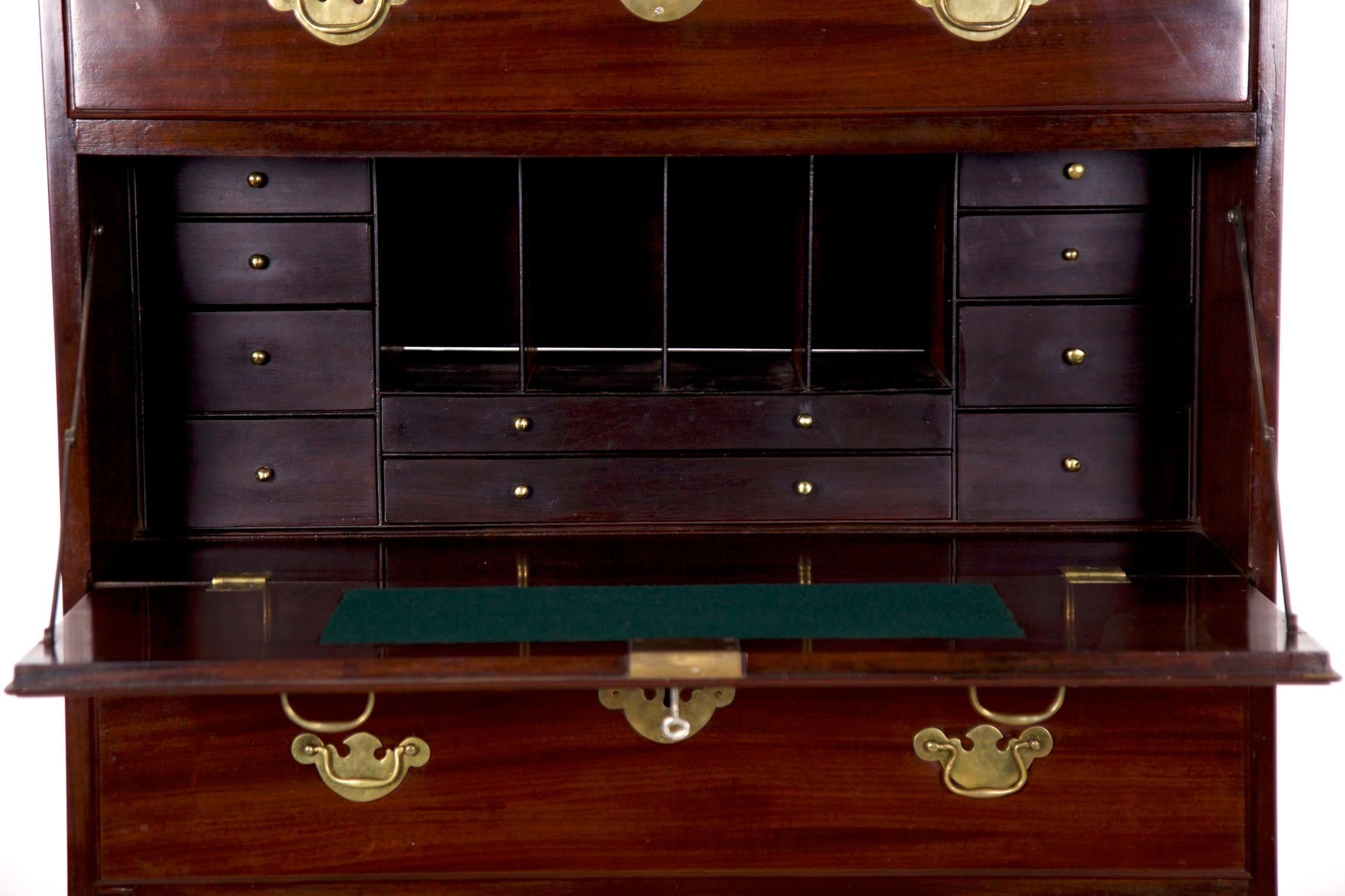 English Chippendale Mahogany Tall Chest of Drawers with Secretary Desk 3