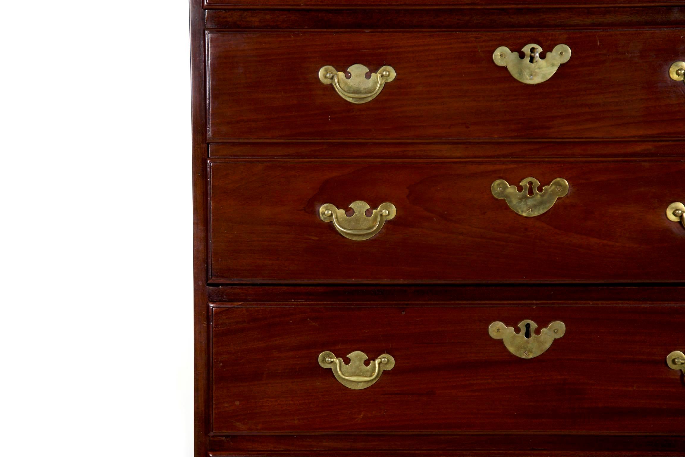 English Chippendale Mahogany Tall Chest of Drawers with Secretary Desk In Good Condition In Shippensburg, PA