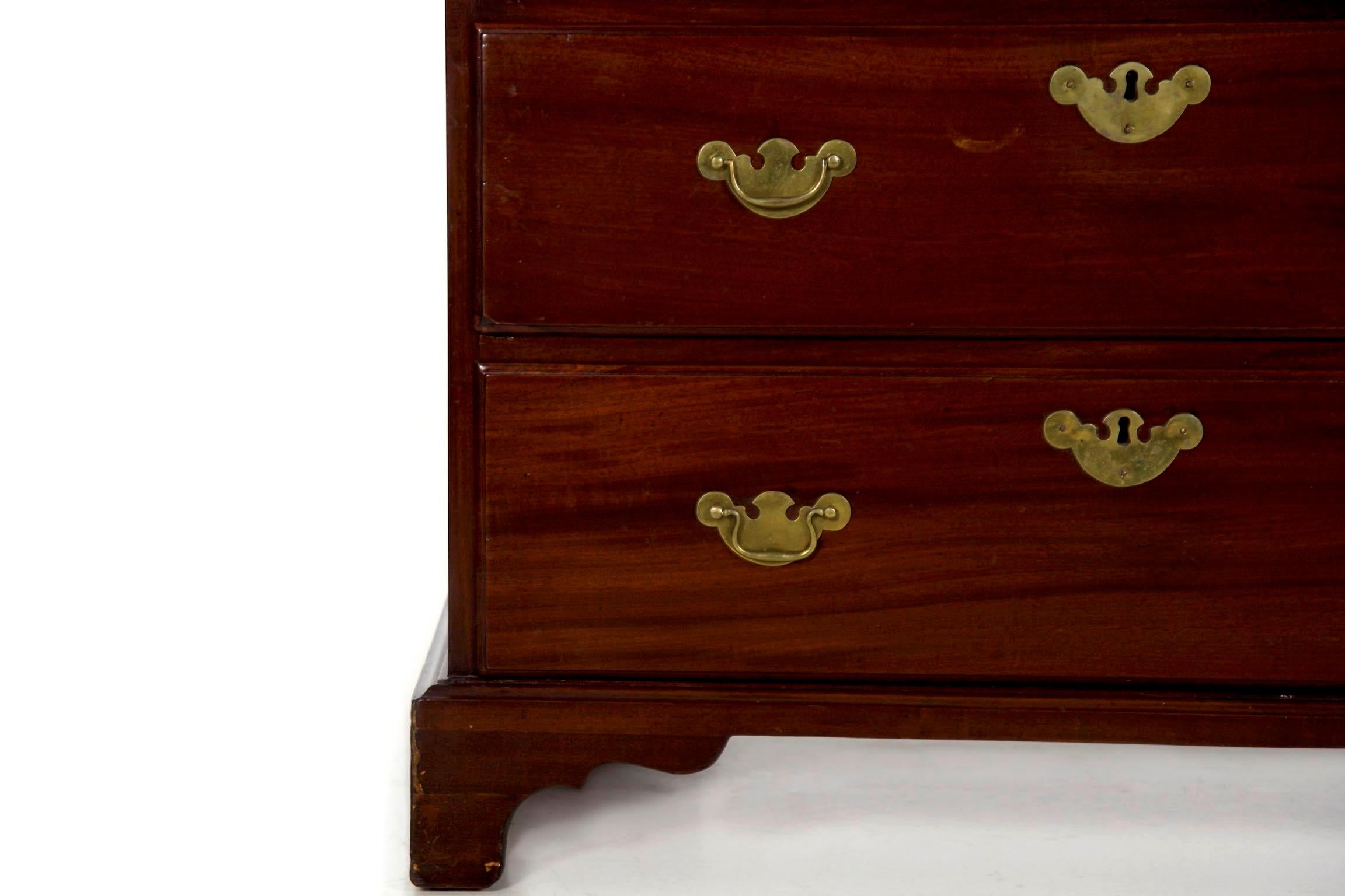 18th Century English Chippendale Mahogany Tall Chest of Drawers with Secretary Desk