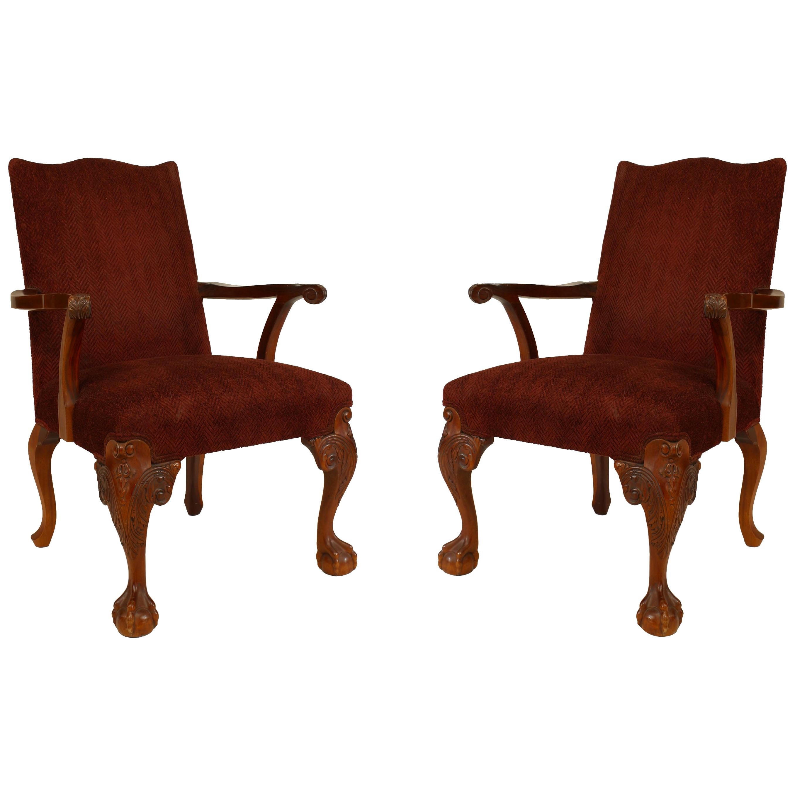 Poltrone Chippendale inglesi color marrone
