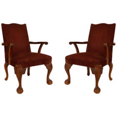 Fauteuils Chippendale anglais marron