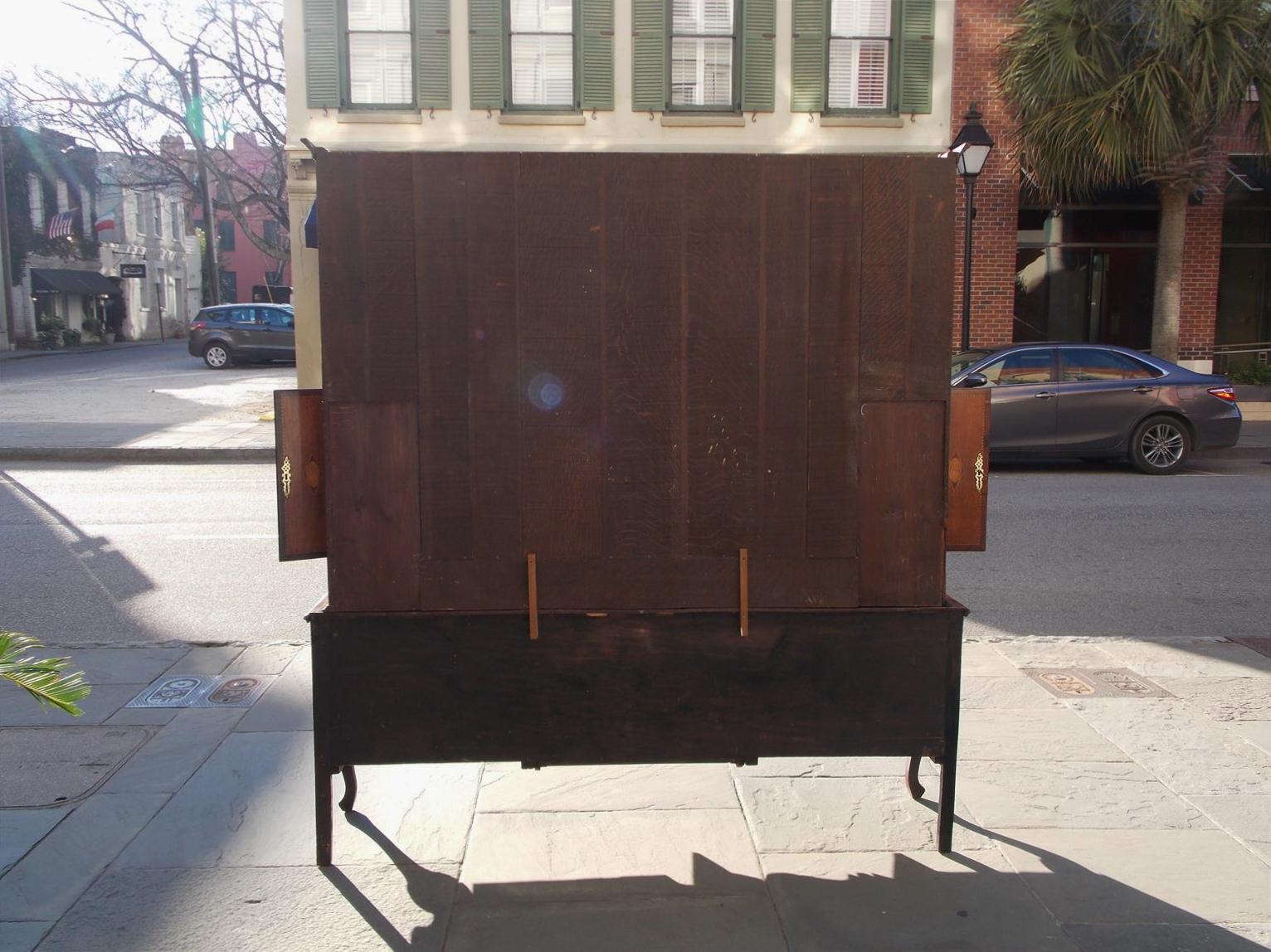 English Chippendale Oak and Walnut Cross Banded Inlaid Welsh Dresser, Circa 1780 7