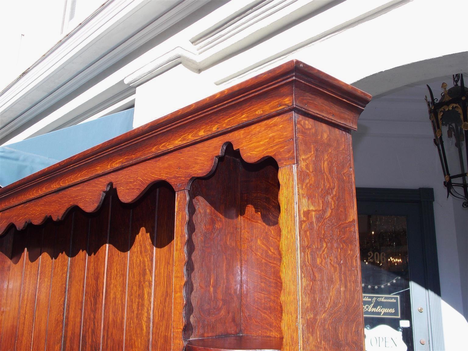 Late 18th Century English Chippendale Oak and Walnut Cross Banded Inlaid Welsh Dresser, Circa 1780