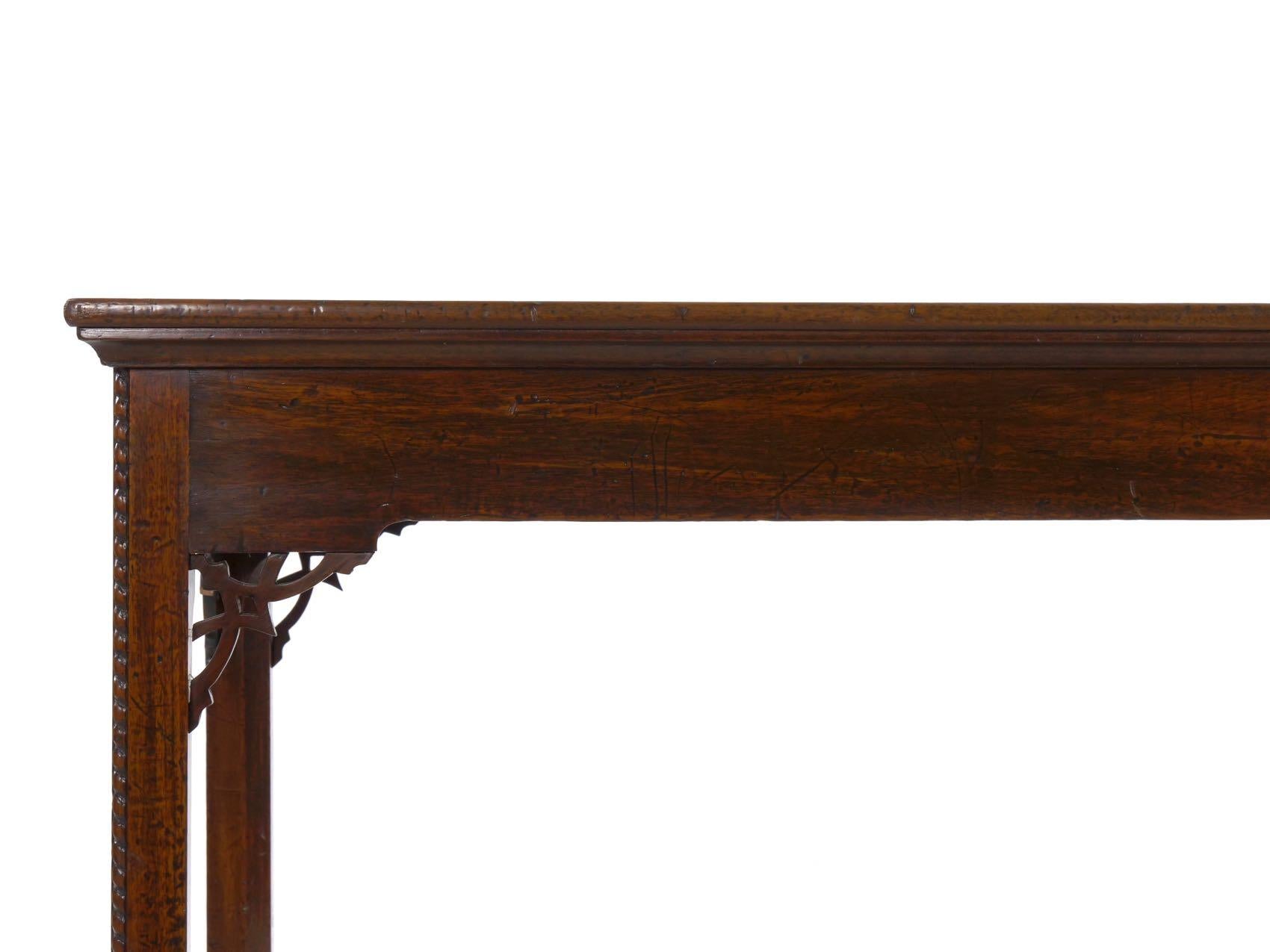 English Chippendale Rectangular Mahogany Antique Console Center Table circa 1770 7