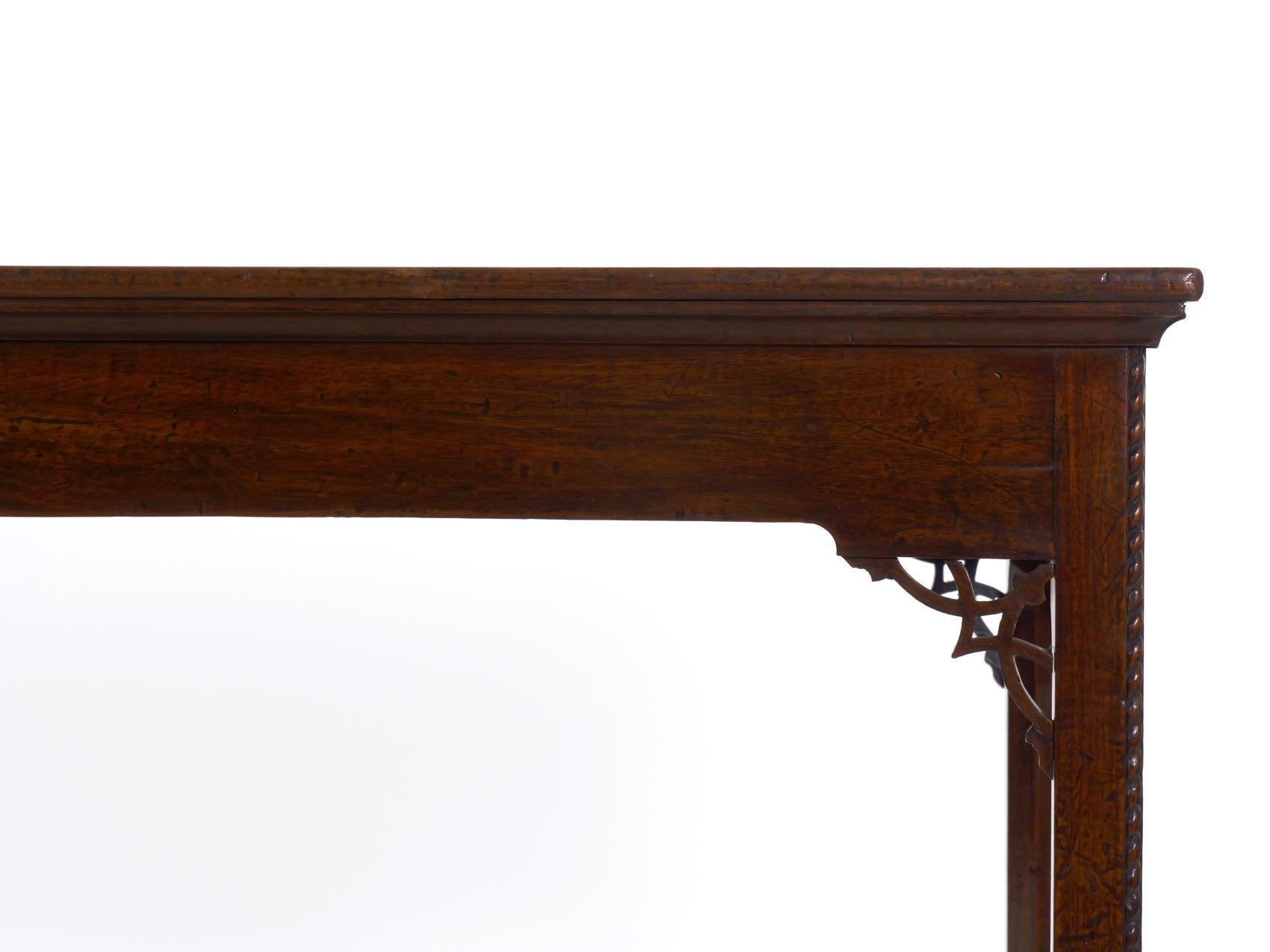 English Chippendale Rectangular Mahogany Antique Console Center Table circa 1770 8