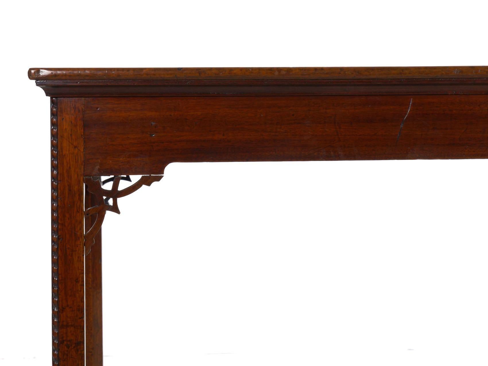 18th Century and Earlier English Chippendale Rectangular Mahogany Antique Console Center Table circa 1770
