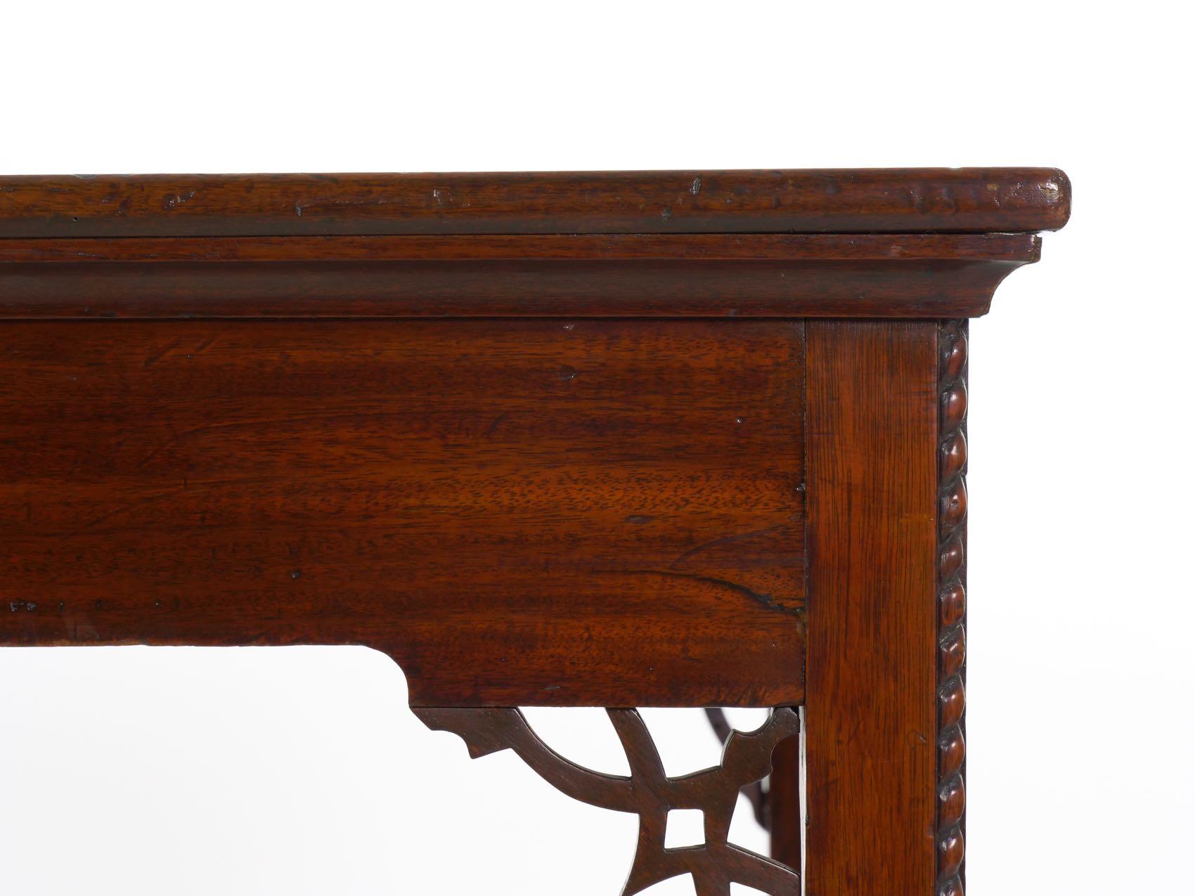 English Chippendale Rectangular Mahogany Antique Console Center Table circa 1770 1