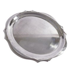 English Chippendale shaped polished tin tea tray, c. 1830