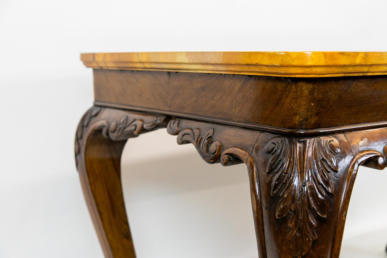 Mahogany English Chippendale Simulated Marble-Top Center Table For Sale