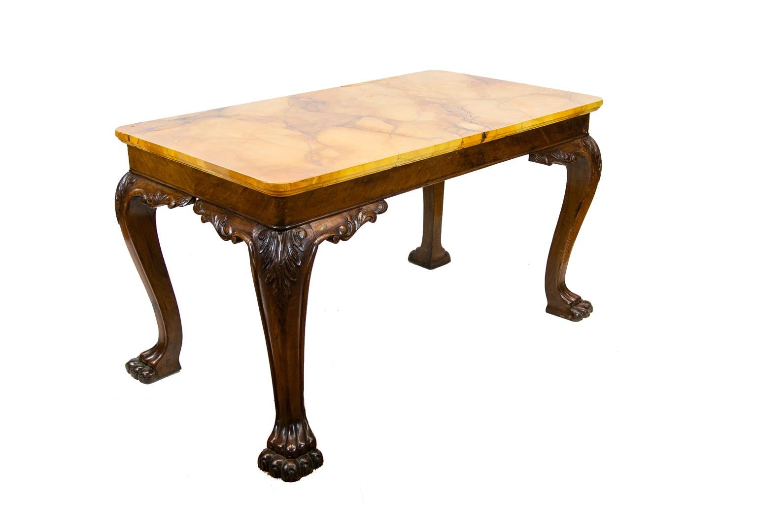 English Chippendale Simulated Marble-Top Center Table For Sale 2