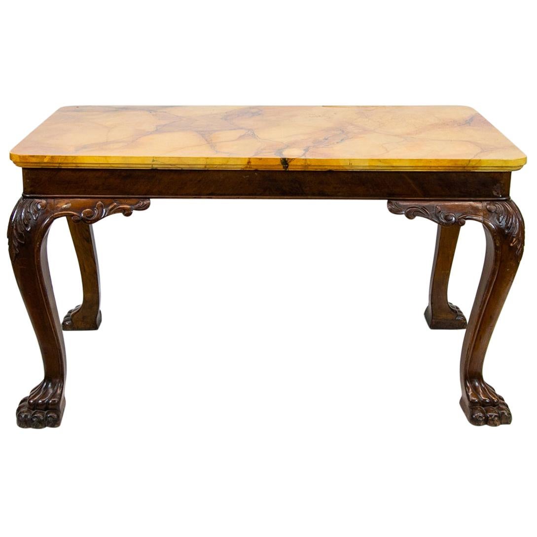 English Chippendale Simulated Marble-Top Center Table