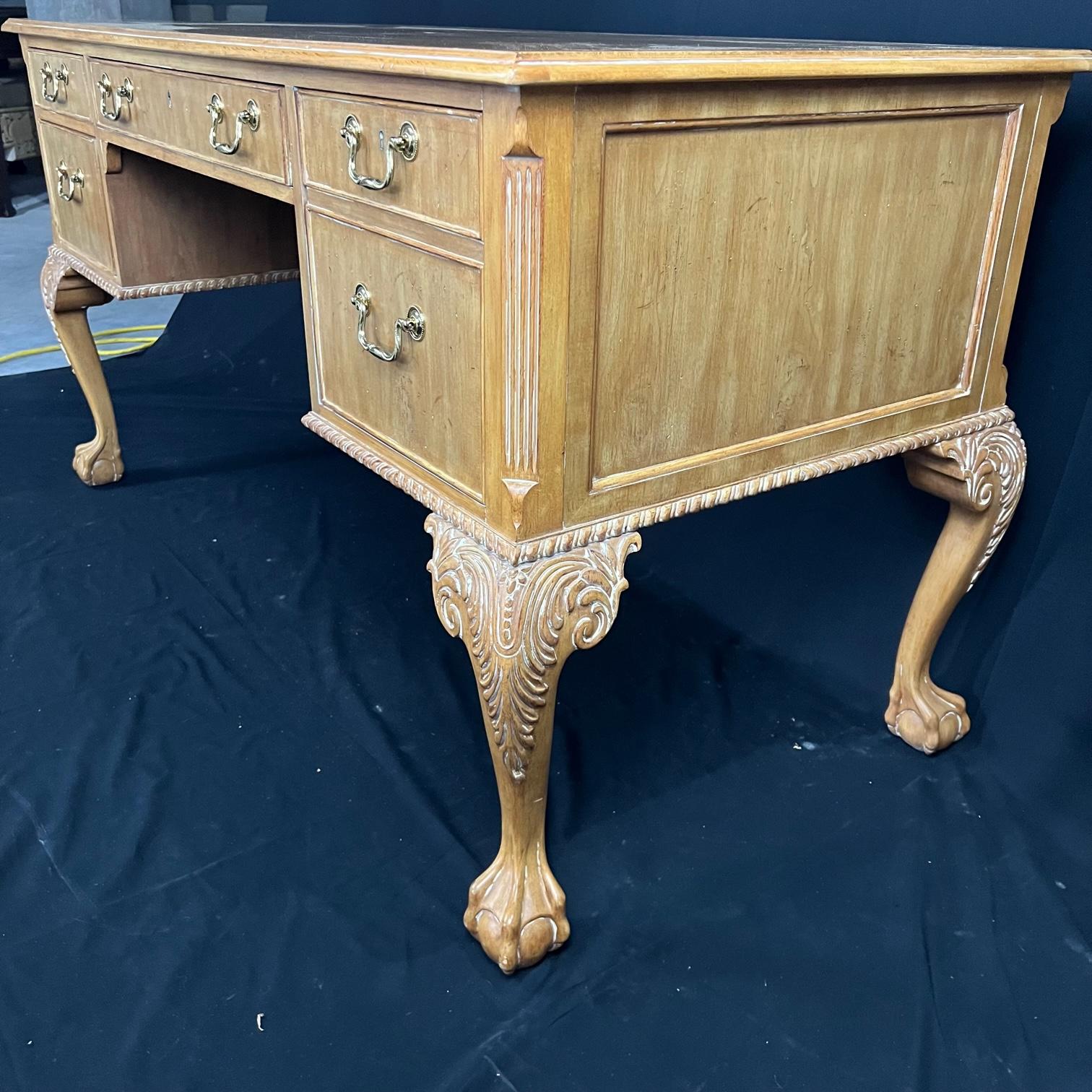 English Chippendale Style Ball and Claw Executive Writing Desk 3