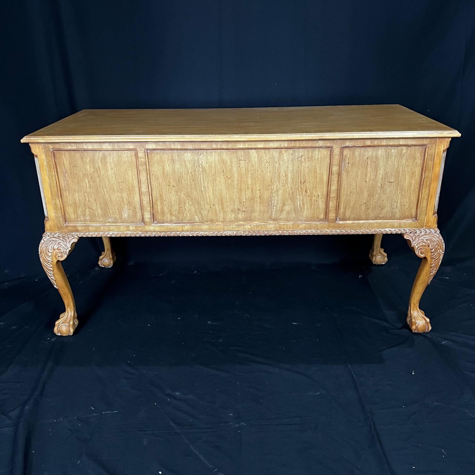 English Chippendale Style Ball and Claw Executive Writing Desk 8