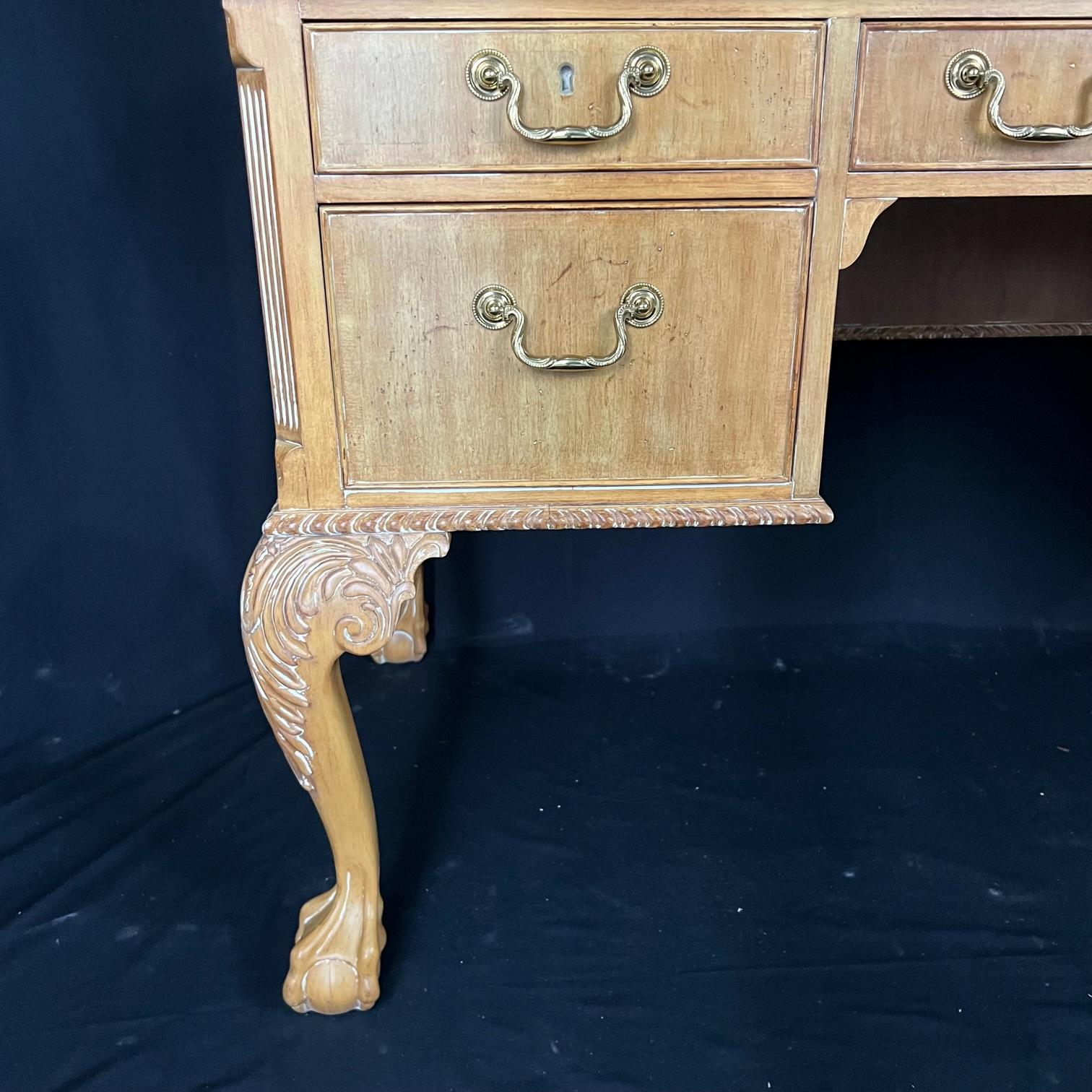 North American English Chippendale Style Ball and Claw Executive Writing Desk