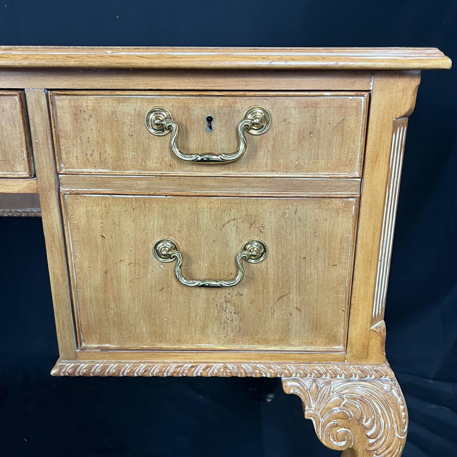 Late 20th Century English Chippendale Style Ball and Claw Executive Writing Desk