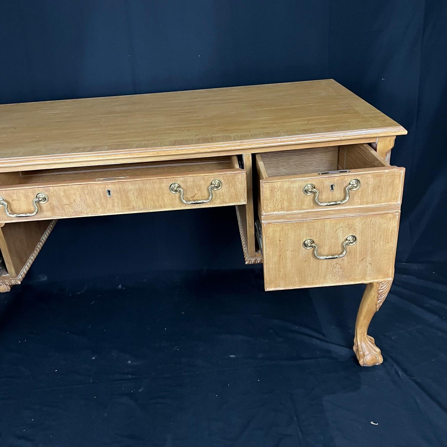 Oak English Chippendale Style Ball and Claw Executive Writing Desk