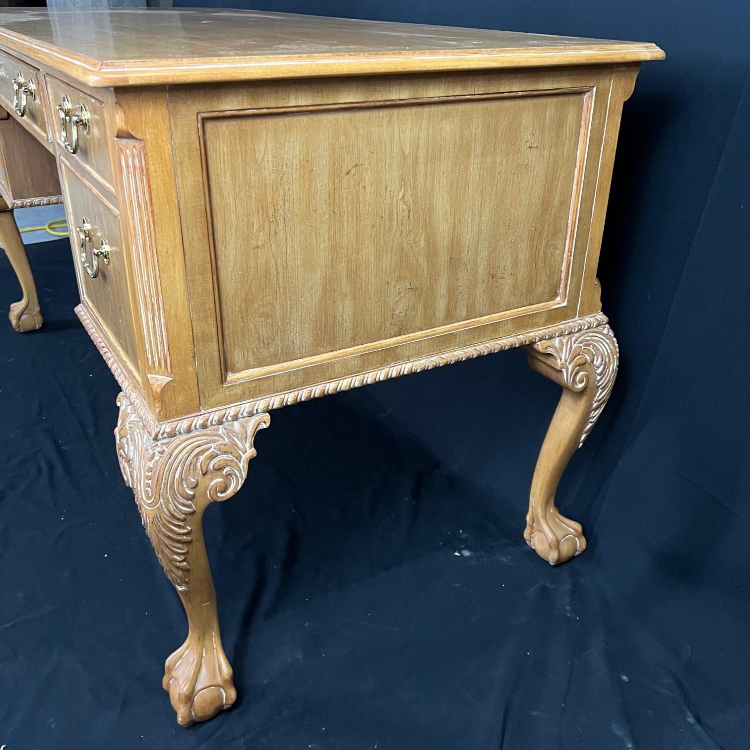 English Chippendale Style Ball and Claw Executive Writing Desk 2