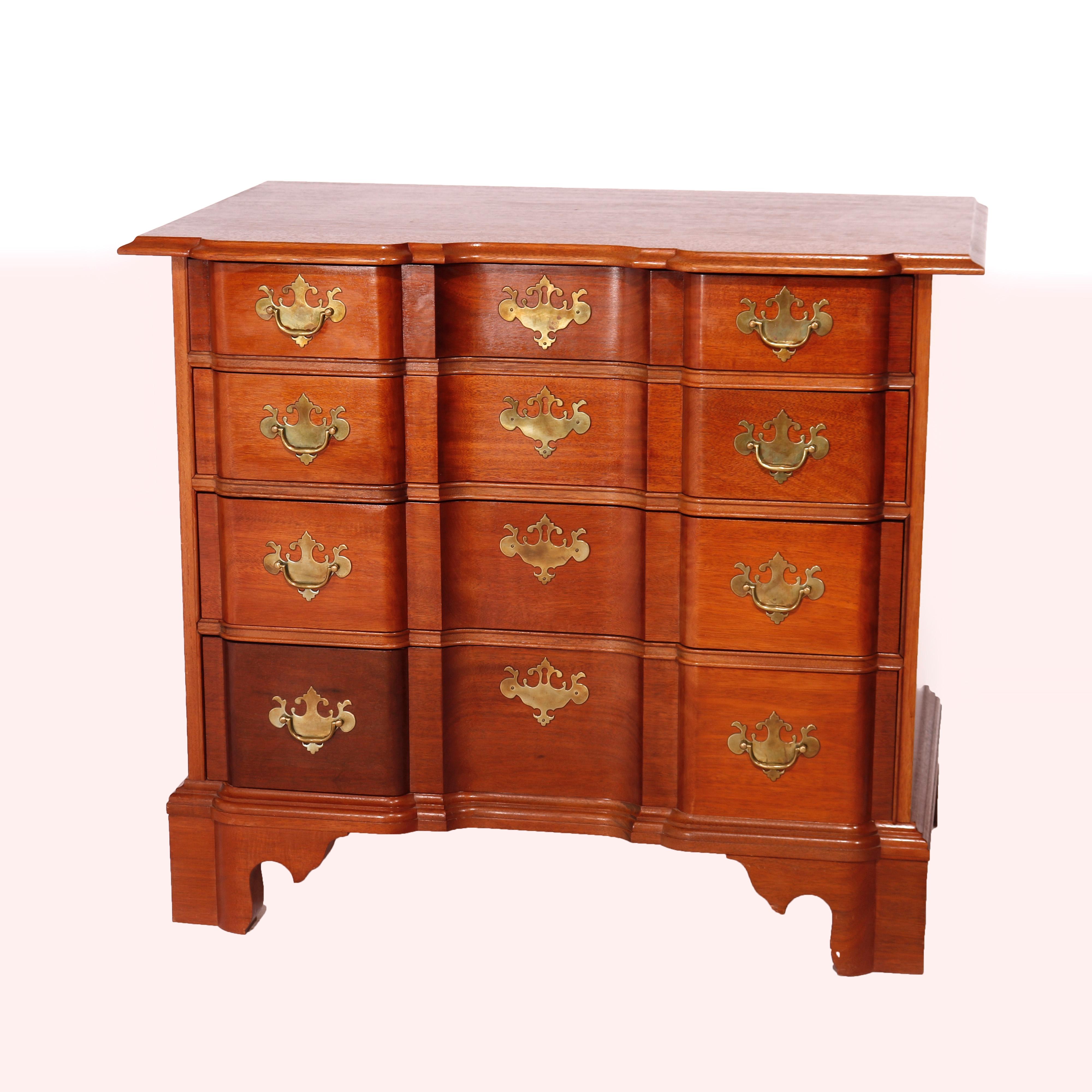 English Chippendale Style Block Front Chest, Bartley Collection, 20th C In Good Condition For Sale In Big Flats, NY