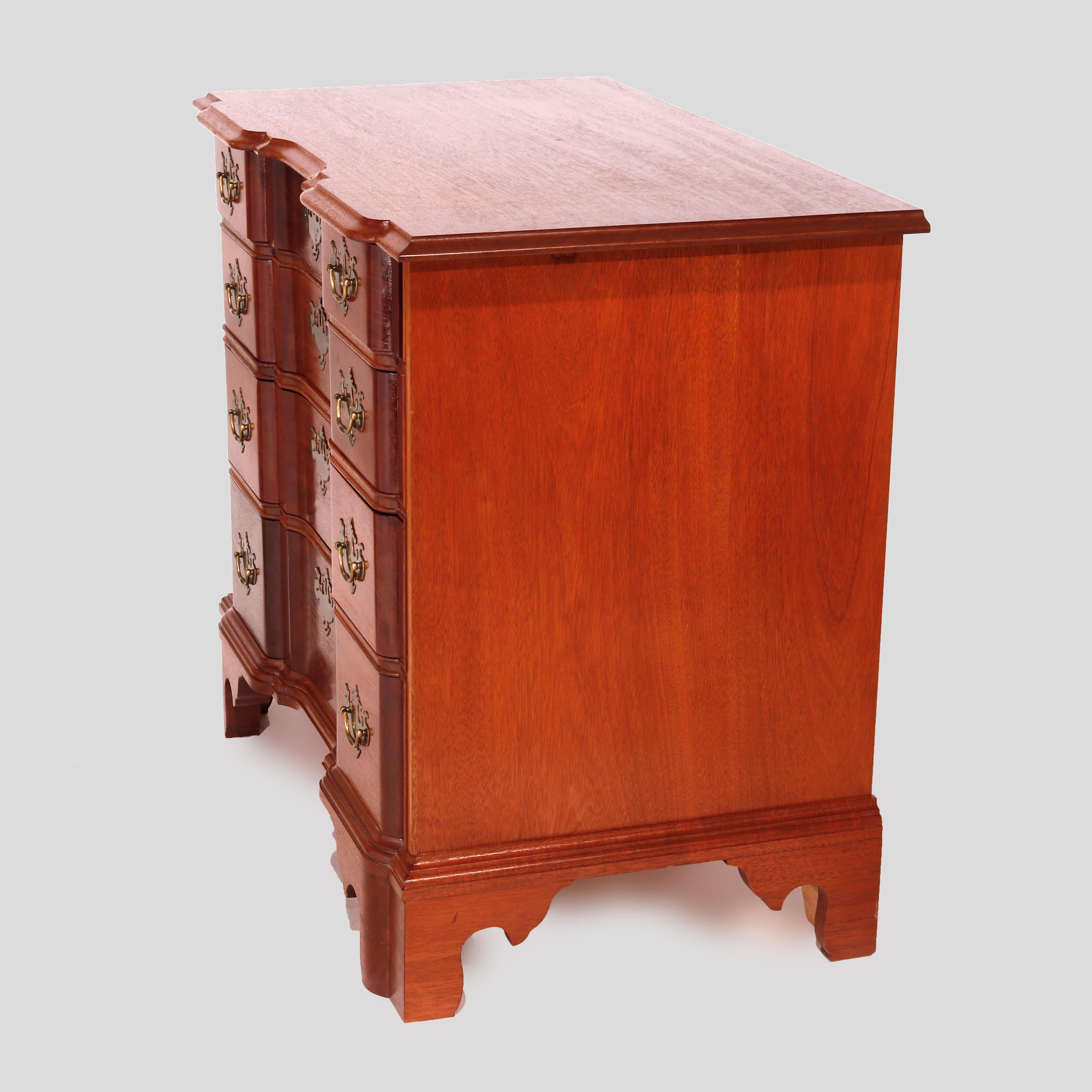 20th Century English Chippendale Style Block Front Chest, Bartley Collection, 20th C For Sale