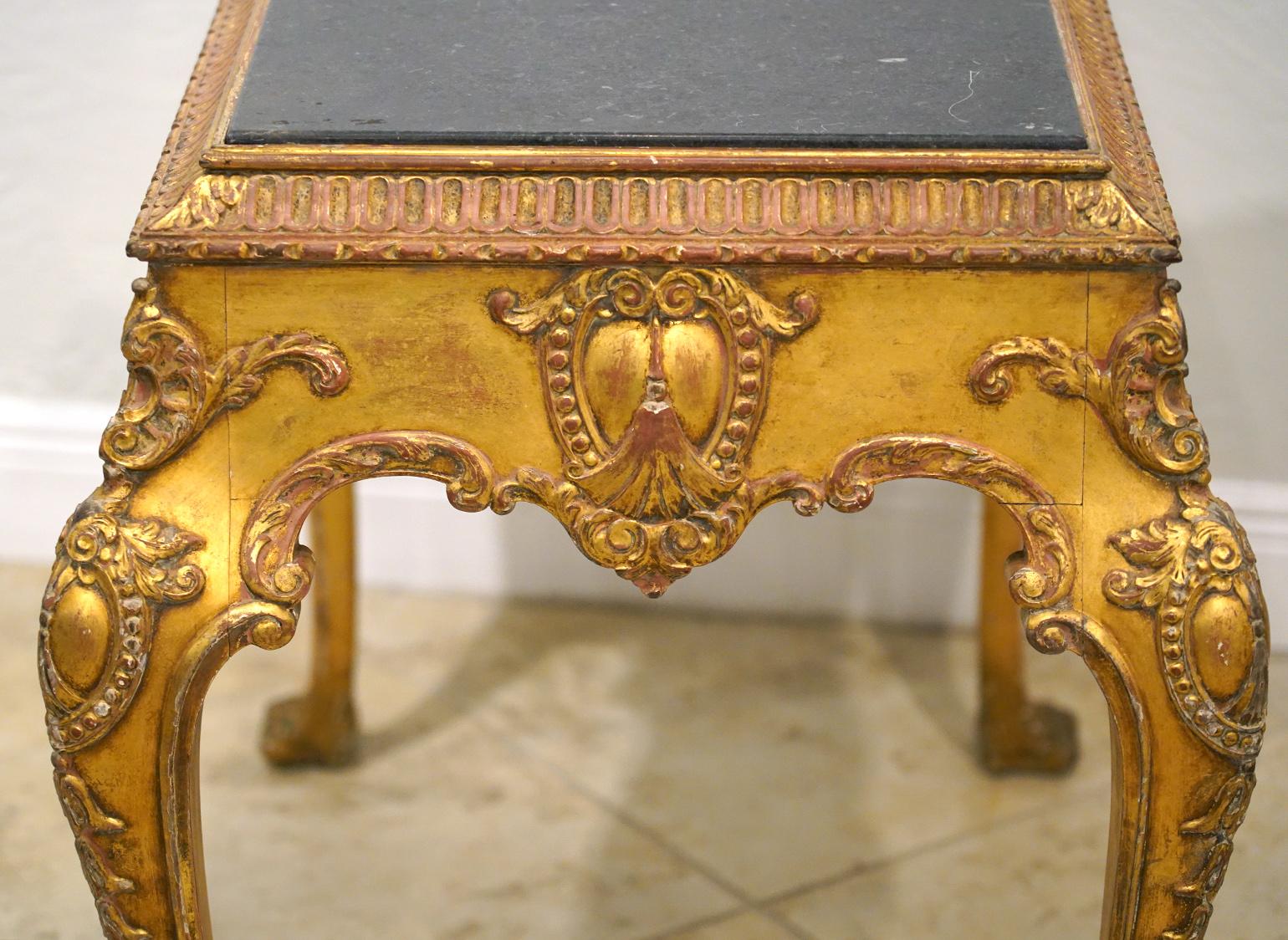 English Chippendale Style Carved Giltwood Marble Top Center Table, Late 19th C 6