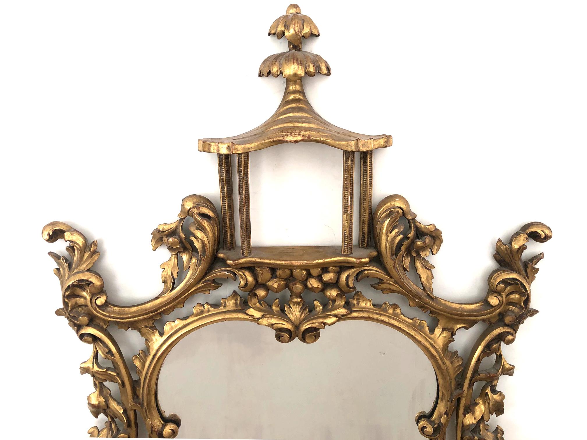 English Chippendale Style Carved Giltwood Mirror in the Chinese Taste 7