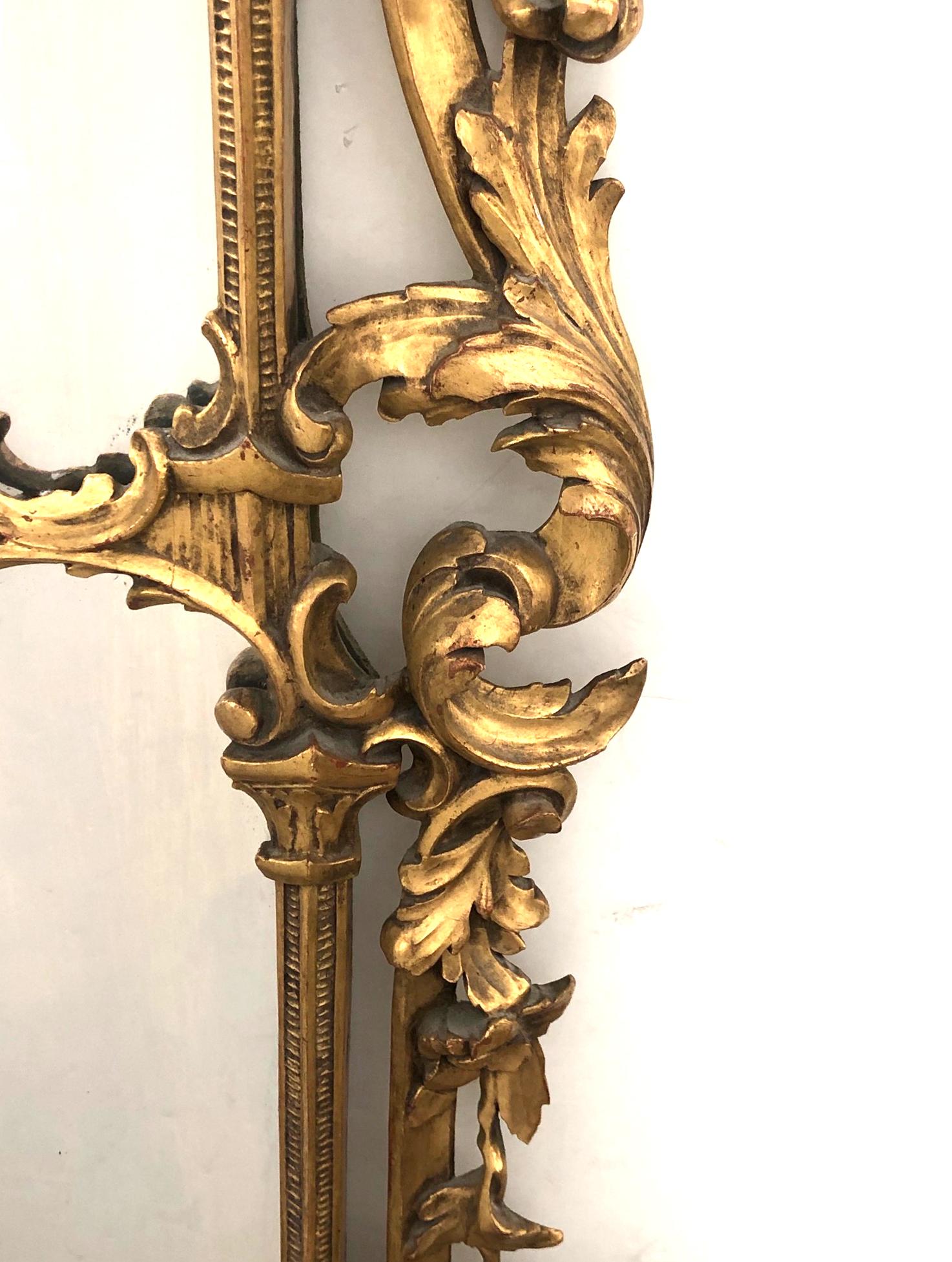 English Chippendale Style Carved Giltwood Mirror in the Chinese Taste 1